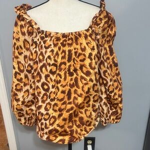 Kate Spade Animal Print Off-Shoulder Blouse
